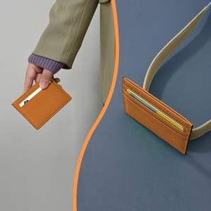 Tarjetero, billetera de cuero genuino para hombres y mujeres con 6 ranuras para tarjetas y 1 billetera de bolsillo para hombres - Product Image 6