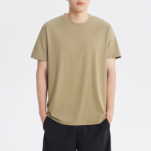 T-shirt pour homme 100% coton avec logo personnalisé design de luxe de qualité côtelé col rond oversize épaules tombantes Streetwear T-shirt pour homme - Product Image 2