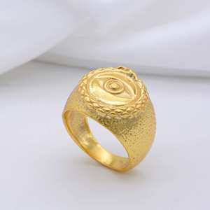 Brass Evil Eye Signet <b>Ring</b> 18k Gold Plated Gothic <b>Statement</b> Men's <b>Ring</b> For Wholesale - Product Image 4