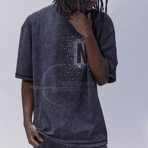 Camiseta de Algodón Personalizada con Pedrería para Hombre, MOQ Bajo, Camiseta con Pedrería Personalizada para Adultos - Product Image 3