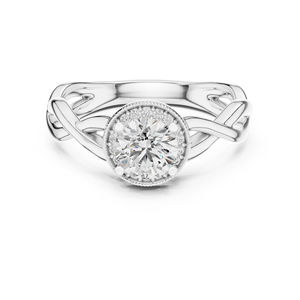 แหวนเพชรทรงกลมสีขาวทอง 14K สำหรับผู้หญิง |   แหวนสำหรับใส่ทำงาน |   เพชรที่เพาะเลี้ยงใหม่ - Product Image 1