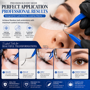 Ensemble de pinces à cils professionnelles, kit d'extension de cils de précision, acier inoxydable, poignée ergonomique, pointe ultra fine, outils de salon - Product Image 5