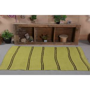 Modern Vintage Turkish Rug 3.6 X 6.4ft Green Brown Patchwork Design Classic Large Area Rectangle Wool Material Latex Room Rug - Product Image 1