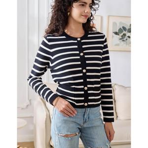 Cardigan décontracté pour femme à manches longues et col rond avec boutons, design simple pour l'automne et l'hiver - Product Image 1
