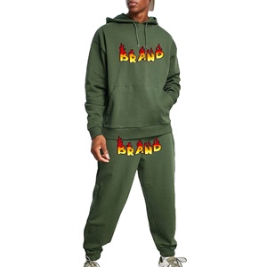 Ensemble de survêtement personnalisé OEM, grande taille, uni, avec sweat à capuche et pantalon de jogging évasé, personnalisable et vierge - Product Image 1