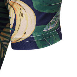 Polo de Rendimiento para Hombre |   Impresión por sublimación de hojas tropicales y plátanos azul marino |   Top Deportivo Transpirable y Artístico para Verano - Product Image 5