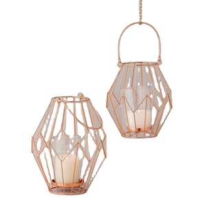 Lanterne suspendue en forme de géométrique, bougeoir en fil métallique, or Rose, nouveau Design, décoration pour la maison, 2020 - Product Image 1