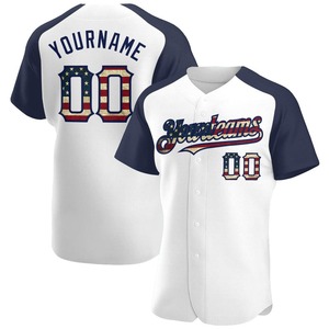 Meilleures ventes Vêtements d'équipe personnalisés Drapeau américain vintage blanc personnalisé-Marine Authentique maillot de baseball à manches raglan - Product Image 1