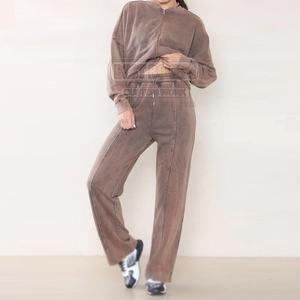 Offre Spéciale survêtements lavés à l'acide pour femmes en polaire personnalisée nouveauté vêtements de sport en coton survêtements lavés à l'acide - Product Image 1