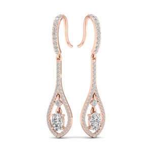 REYES Boucles d'oreilles pendantes en diamant de laboratoire de qualité supérieure de taille ovale de 1.3 carats en argent sterling 925 bijoux de fête de mariage - Product Image 5