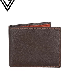 Todo en uno de gran capacidad Bi-Fold para hombre Premium Goat Nappa Leather Dual Tone Multiple Card Slots Coin Pocket Short Cotton - Product Image 1