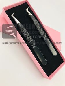 Pinzas para Extensión de Pestañas de 90 Grados, Diseño Delgado, Logotipo Personalizado, Profesional, Negras, Sostenibles, de Acero Inoxidable, Puntiagudas - Product Image 2