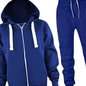 <b>Navy</b> <b>Blue</b> Zip Up Hoodie Tracksuit With <b>Jogger</b> Pants For Men <b>Women</b> Winter Casual Sportswear Wholesale Custom Logo - Product Image 2
