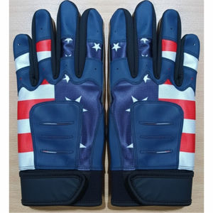 Gants de frappe de baseball/softball en cuir professionnel de haute qualité, antidérapants, respirants, durables, fermeture à boucle et crochet, logo personnalisé - Product Image 4