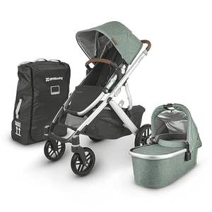 NOUVEAU UPPAbaby VISTASs V2 Poussette double pour bébé, modèle Emmett Green Melange, nouvelle sortie, cadre en plastique pliable - Product Image 1