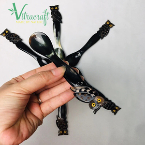 Luxurious Horn <b>Spoon</b>. the Owl in the Hand Holds the Horn. Vietnamese Craft <b>Spoons</b>. <b>Coffee</b> <b>Spoon</b>, Tea <b>Spoon</b>, Unique Style - Product Image 2