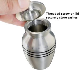 <b>Small</b> Keepsake <b>Urn</b> <b>for</b> <b>Human</b> <b>Ashes</b> or Pet <b>Ashes</b> Qty 1 Hard Metal Cremation <b>Urn</b> Mini Funeral <b>Urn</b> with Velvet Bag - Product Image 3