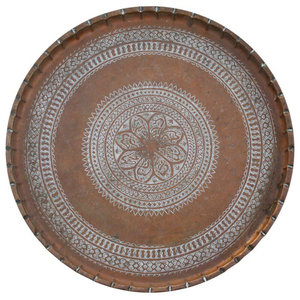 Plateau de service rectangulaire en métal de style arabe de luxe avec poignées dorées, en acier inoxydable, décoratif, style marocain, pour la maison - Product Image 4