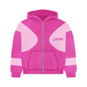 100% alta calidad venta al por mayor precio barato Rosa serigrafía chándales personalizados conjuntos de dos piezas con capucha y pantalones conjuntos - Product Image 1