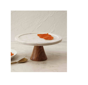 Soporte cónico para pastel, Combo de madera y mármol hecho a mano para decoración de fiesta de cumpleaños, aniversario, soporte de vajilla barato para pastel - Product Image 1