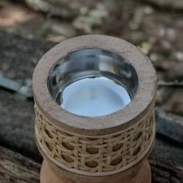 เตาเผาเครื่องหอมไม้ทำมือพร้อมถ้วยโลหะ ที่วางบาคูร์แบบดั้งเดิม ของตกแต่งบ้านสไตล์เรียบง่ายแบบธรรมชาติ เหมาะสำหรับเป็นของขวัญในเดือนรอมฎอน - Product Image 5