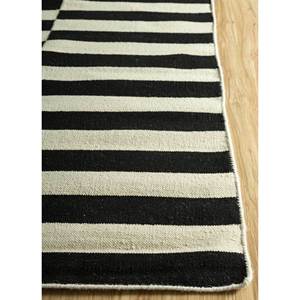 Tapis en laine faits main Alhambra, rayés gris et noir, tissage plat, pour chambre à coucher ou chambre d'adolescent, tapis rectangulaire pour usage domestique - DW-176 - Product Image 4