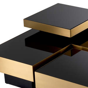 Nio Set 4 <b>Nesting</b> Coffee Tea <b>Tables</b> Convertible Contemporary Living Room Furniture Durable Brass Sintered Stone Metal <b>Nesting</b> - Product Image 5