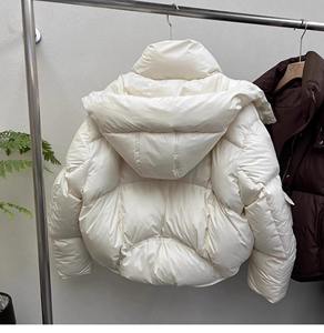 Femmes réversible hiver chaud doudoune surdimensionné à capuche Parka courte à manches longues Bomber manteau polaire tissu solide lâche culture - Product Image 6