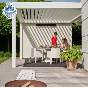 Color y Tamaño Personalizables, Pérgola Plana Transparente con Ajuste Eléctrico de Láminas, Persiana Enrollable Eléctrica con <span class=keywords><strong>Banda</strong></span> de Luces LED - Product Image 5