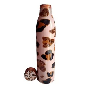 Beautiful Floral Print Copper <b>Water</b> Bottle For Elegant Hydration Healthy Lifestyle Eco Friendly And Perfect For Daily Use - Product Image 4