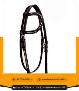 Tachuela de caballo de cuero marrón tejida a mano con brida de una oreja de estilo occidental con productos de caballo únicos plegados de cuero crudo - Product Image 5