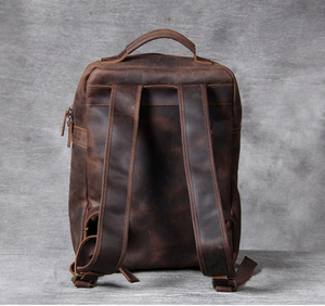 กระเป๋าเป้สะพายหลังผู้ชายหนังแท้แฟชั่นวินเทจสุดหรูจุได้เยอะกระเป๋าใส่แล็ปท็อปใส่แล็ปท็อปเดินทางได้ทุกวันมีซิปกันน้ำสำหรับไปเรียน - Product Image 4