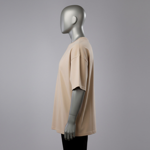 Men's 120gms Cotton Knitted Regular Sleeve O-Neck Oversized T-Shirt Solid Washed High Street Breathable - Product Image 3