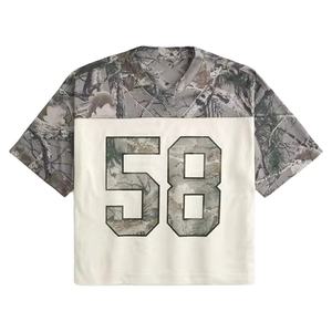 Camisetas Personalizadas para Hombre, Corte Cuadrado, Tela de Malla Suave, Manga Corta, Cuello en V Clásico, Camuflaje, Ropa Deportiva de Fútbol, Camisetas con Parches - Product Image 1