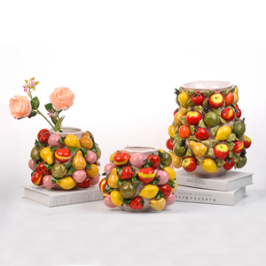 Großhandel Keramik Maßgefertigte Kreative Design-Keramikvase Zitrone für Wohnungsdekoration Porzellan Gemischte Früchte Deko-Töpfe - Product Image 1