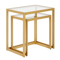 Benutzer definiertes Logo Runde Zeitgenössische Seite Akzent Tisch Golden Hochwertige Klarglas platte Eisen rahmen Couch tische für modernes Zuhause