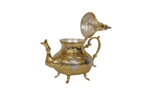 Tetera de latón arte indio Villa diseñador en relieve Mughlai latón tetera para servir té café - Product Image 2