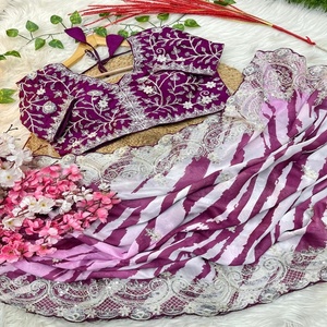 Rangoli Silk พิเศษภาพพิมพ์ดิจิทัล leharriya และการเย็บปักถักร้อย Saree ผู้หญิงแฟชั่นผู้ผลิตและผู้จัดจำหน่ายจาก Surat - Product Image 1