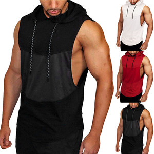 Camiseta sin mangas de color sólido Sudadera con capucha de gimnasio de entrenamiento informal Camisetas de corte muscular al por mayor Todos los tamaños con diseño impreso - Product Image 2