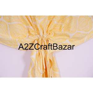 Kaftan court en coton imprimé pour femmes, robe de plage bohème à fleurs, coupe ample, respirante, confortable, vêtements d'été - Product Image 3