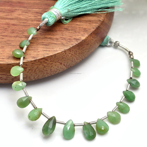 Perles de pierres précieuses en chrysoprase naturelle de meilleure qualité en forme de poire à facettes 5x3mm-9x5mm brin de pierres précieuses en cristal de 8 pouces pour la fabrication de bijoux - Product Image 2