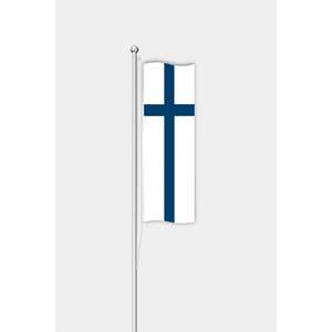 Drapeau vertical finlandais en satin de soie, plastique et aluminium, imprimé numériquement, pour affichage automobile et en assurance - Product Image 1