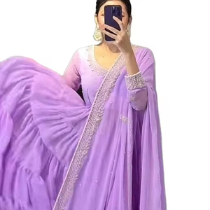 Nouveaux costumes Salwar en faux georgette lourde de créateur avec broderie en viscose pour femmes, couleur personnalisée, prix de gros - Product Image 1