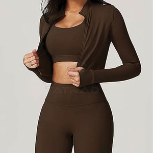 Conjunto de Yoga de 3 Piezas Personalizado para Mujer, Talla Grande, Cintura Elástica Delantera, Transpirable, Ligero, de Secado Rápido, 100% Algodón - Product Image 4