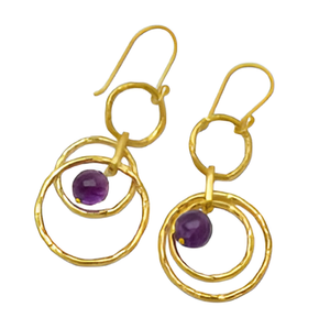 Faceted Balls Amethyst Gemstone Dangle <b>Earrings</b> 925 <b>Sterling</b> <b>Silver</b> Jewelry Gold Plated Trendy Fashionable <b>Earring</b> For Women. - Product Image 5