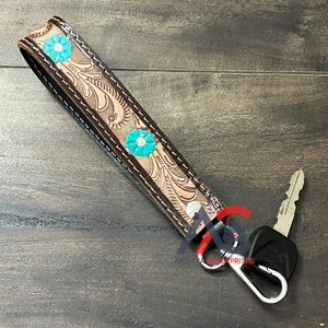 Nouveau porte-clés en cuir de vache personnalisé de style western, bracelet de poignet, cordon, clip à clés, porte-monnaie, porte-clés de voiture - Product Image 1