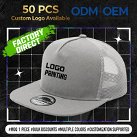 Gorra de Béisbol Personalizada con Logotipo Bordado, Estilo Hip-Hop, Malla, Visera Plana, Ajustable, Unisex, Protección Solar, 5 Paneles