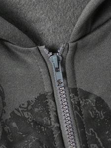 Custom Skull Graphic Zip up Cordón Térmico 100% Algodón Sudaderas con capucha de lana para hombre con la mejor calidad básica de algodón mezclado - Product Image 2