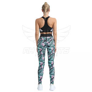 Cintura elástica transpirable de alta calidad para mujer Impresión de logotipo personalizado 2024 Sports Fitness Yoga Set 2 piezas - Product Image 3