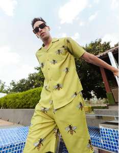 เสื้อโปโลแขนครึ่งพิเศษสำหรับผู้ชาย, ผ้าซาตินสวมใส่สบายปกติเส้นด้ายถักลายสัตว์ย้อมสีแบบไม่ทอ - Product Image 5